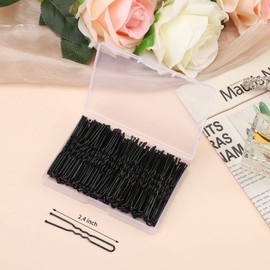 Cehony U-shaped Hair Pins, 200 Count for Women Lady Girls Bobby Pins French Historical Hair Pin Hair Styling Pins Hair Accessories (Black, 2.4 Inch)