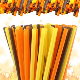 Umigy 150 Pcs Thanksgiving Plastic Drinking Straws Orange Yellow Brown Fall Drinking Straws Hard Plastic Disposable Straw Reusable Plastic Straws for Autumn Party Supplies Thanksgiving Table Decor