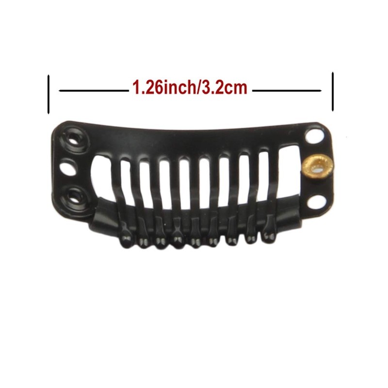 30pcs 9 Teeth Stainless Steel Snap Comb Wig Clips, Hair