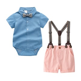 Trajes de caballero para niños, Azul marino + rosa., 18-24 Meses