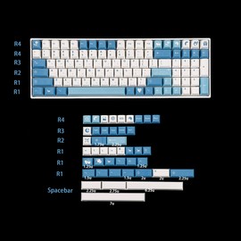 YMDK 143 Sea Fog Love Letter Cherry Profile Dye Sub Thick PBT 5 Sides Mac Keycaps Set for ANSI 104 87 61 96 75 GMMK NCR80 Mx Keyboard