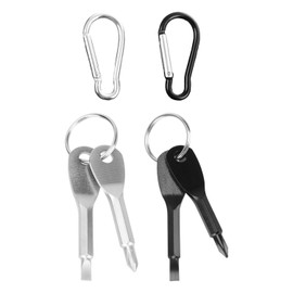 2 Sets of Screwdriver Key Rings, 2 Pieces of Metal Carabiners, Creative Mini, Convenient Multi-Function Screwdriver, Indoor and Outdoor Repair Tools.