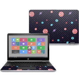 MightySkins Carbon Fiber Skin for HP Pavilion X360 14" (2017) - Bright Night Sky | Protective, Durable Textured Carbon Fiber Finish | Easy to Apply, Remove, and Change Styles | Made in The USA