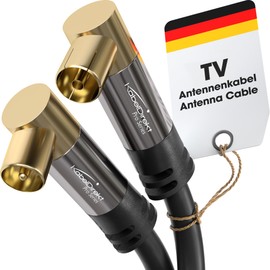KabelDirekt 5m Coaxial Aerial/Antenna Cable with angle 90° (Male to Female, 75 Ohm, for TV, HDTV, radio, DVB-T2, DVB-C, DVB-S) PRO Series