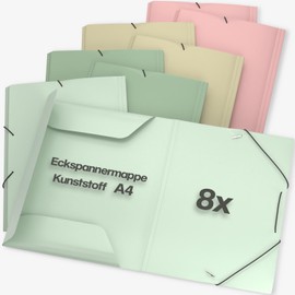 ACROPAQ - 8 x A4 Folder with Elasticated Corners - A4 Folder, Up to 200 Pages, Earth, Colour Collection 'Natural' - Folder, Jurism Folder, File Folder