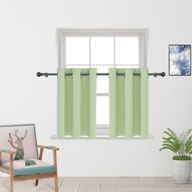Tier Curtains 36 inch Room Darkening Kitchen Tiers Bathroom Short Curtain Triple Weave Small Cafe Curtains Window Treatment Set 2 Panels Grommet Top 36" Light Green