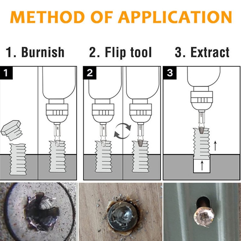 6 PCS Damaged Screw Extractor Set, Double-Head Drill Bit Set