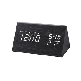 BIGFOX Radio Clock, Digital Alarm Clock, LED Display, Easy to Read (3 Alarms, Snooze, Loud Volume, Temperature and Humidity Display, Brightness Adjustment), Remembering, Stylish, Bedroom, Living Room,