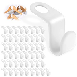 Pack of 50 Clothes Hangers, Space-saving, Clothes Hangers, Connecting Hooks, Multiple Plastic Hangers for More Usable Space in the Cupboard (White)