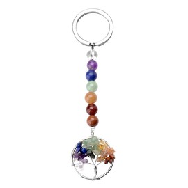 Jovivi 7 Chakra Healing Crystal Tree of Life Keyring Women Tumbled Stone Chakra crystals Beads Keychain Car Key ring for Couple Best Friend Family Men