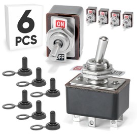 6PCS Toggle Switch with Waterproof Cap KN3-3, ON/Off DPDT 6Pin 5A 12mm/0.47" Heavy Duty Bakelite Rocker Switches Silver-Plated Copper Terminal for Auto Car Marine Boat