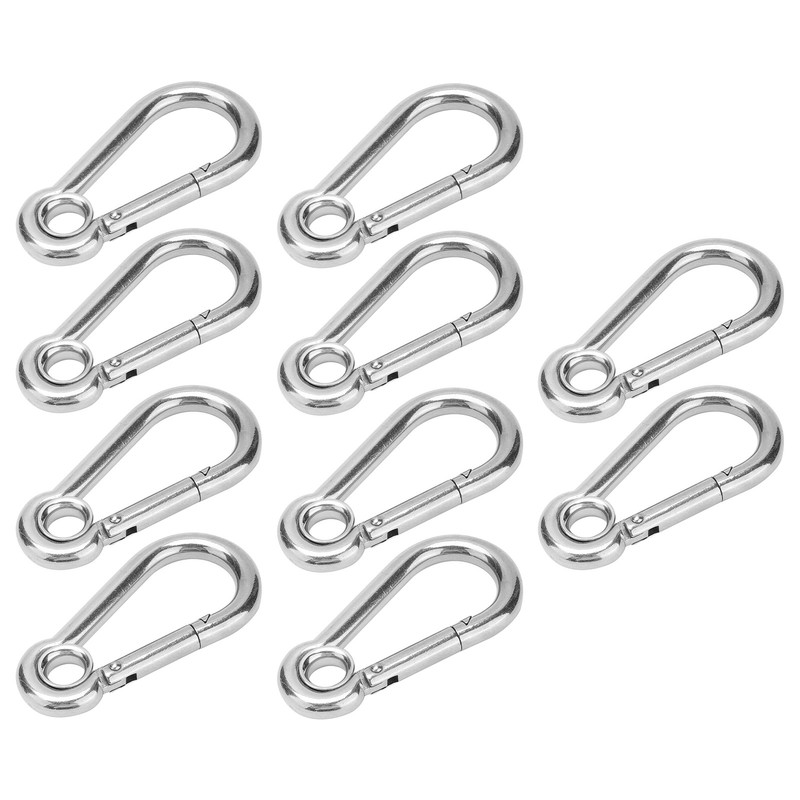 10Pcs Snap Hook Stainless Steel Safety Rope Spring Carabiner Hanging