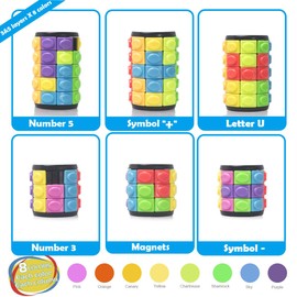 R.Y.TOYS Cubo Rubik,Regalos de Pascua,Sequence,Perplexus Juguete Fidget para Adultos / Adolescentes / Niños / Niñas,Rompecabezas de Cubo Mágico,Enigmas para Adultos,Juguete Lógico Giratorio y Deslizante de Cilindro,Regalo para Niños Niño(8 Colores: 3capa