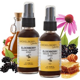 Mickelberry Gardens Elderberry Honey Propolis Throat Spray - Natural Immune Support and Throat Coat for Kids and Adults, 2 Ounces (Pack of 2)