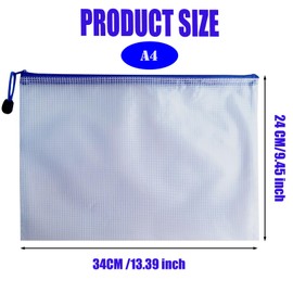 A4 Zip Wallets Plastic Wallets Folder - 16 PCS A4 Zip Lock Bags Zipper File Bags Zipped Mesh Document Wallet Zip Bags for Home School Office Supplies, 8 Colors