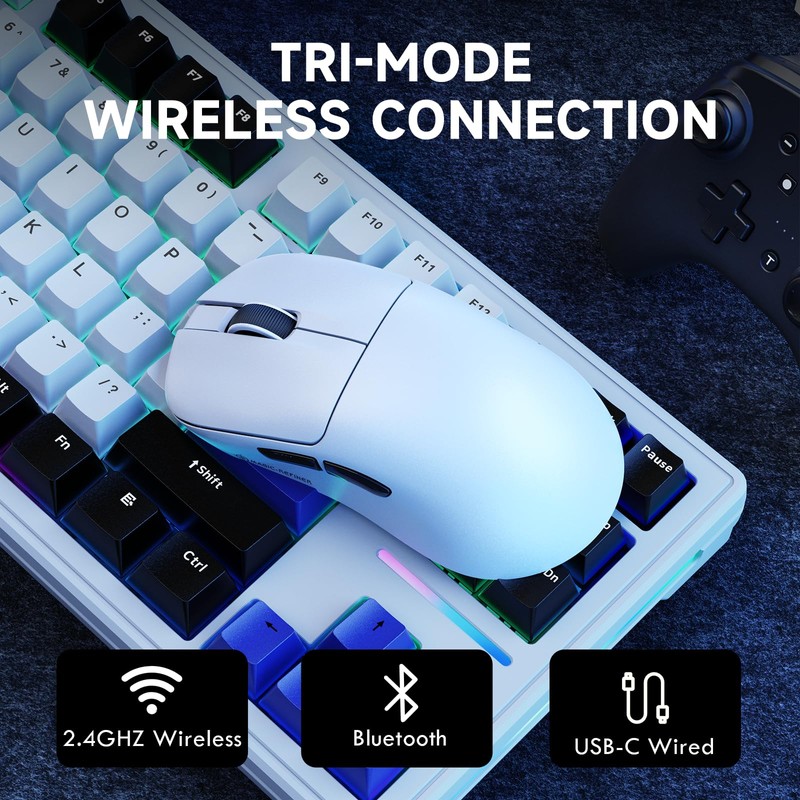 ZIYOU LANG×Magic-Refiner AJ199 Lightweight Wireless Gaming Mouse,Tri-Mode(2.4G/Wired/BT),24K DPI,PAW3311 Optical Sensor,1000Hz