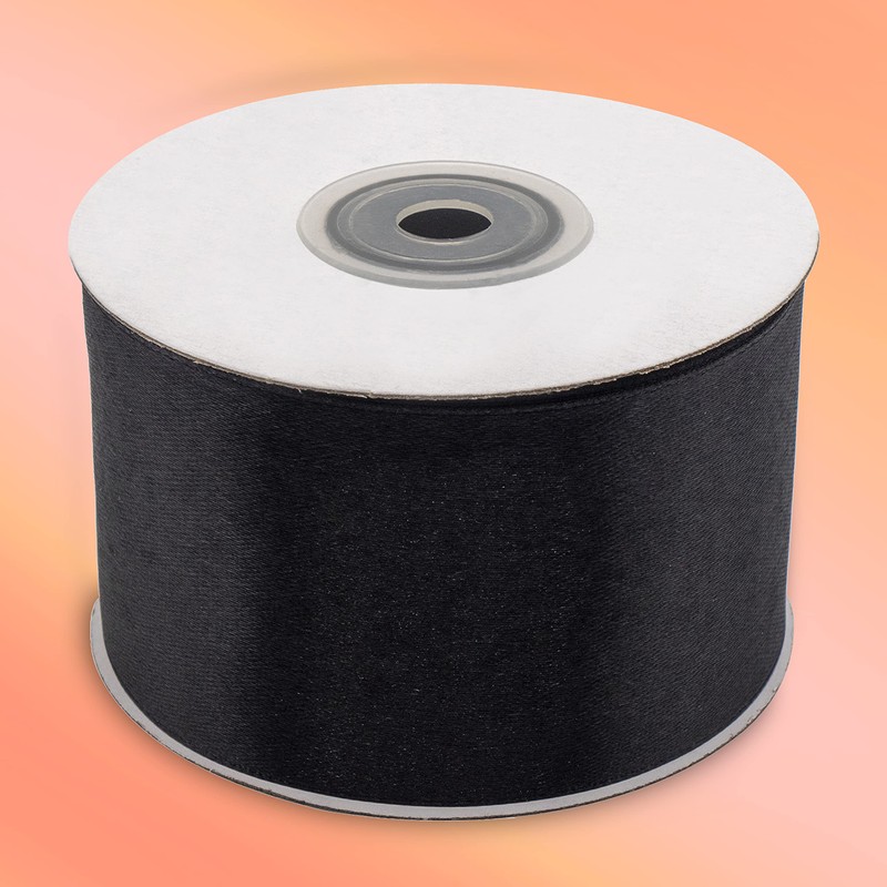 50mm Double Satin Black 25 Metres Ribbon Thickness 5cm Wedding