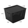 Ggbin 6-Pack Large Plastic Weave Basket with Lid, Black Storage