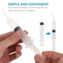 4pcs Disposable Dental Syringe Dental Irrigation Oral Teeth Cleaning Irrigator with Curved Tip Tonsil Stone Remover