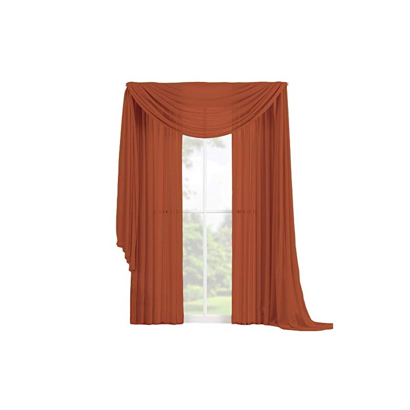 Decotex 3 Piece Elegant Sheer Voile Window Curtain Panel Drape