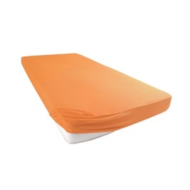 Fitted Sheet 70 x 140 cm Baby Cot - 100% Cotton Jersey, Cot Fitted Sheet for Mattresses up to 15 cm Height, Orange