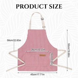 XLSXEXCL 2 Pack Stripes Kids Apron, Kids Cooking Aprons with 2 Pockets, Cute Kids Aprons for Cooking for Boys and Girls Adjustable Chef Baking Aprons Artist Apron for Cooking, Cleaning, Painting