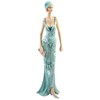 Art Deco "Broadway Belles" Lady w Handbag Teal Glitter Dress