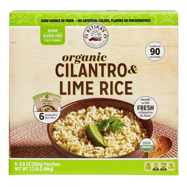 Rikitas Global Grains Organic Cilantro Lime Rice 8.8 Ounce (Pack