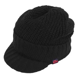 Original One mens Winter Wool Blend Visor Beanie Knit Brim Fleece Lined Earflap Ski Cap, Black, Medium