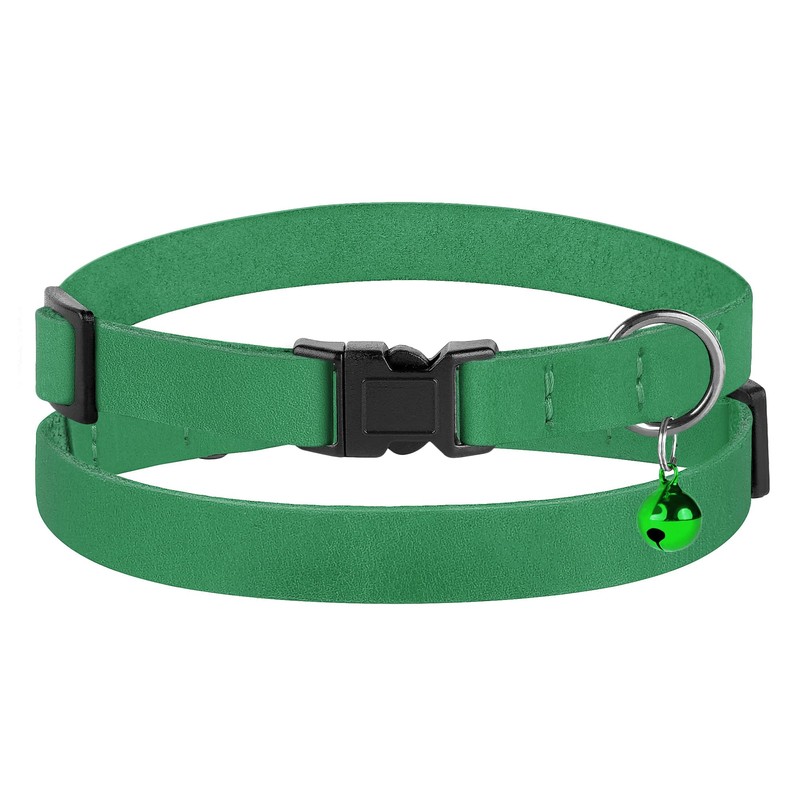 Breakaway Cat Collar Leather with Removable Bell - 13 Colors