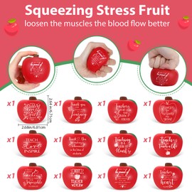 Syhood Thank You Appreciation Gifts for Teacher Fruit Shaped Anxiety Relief Stress Balls with Thank You Teacher Cards Organza Bags for Christmas Teacher School Office Gifts(24 Sets)