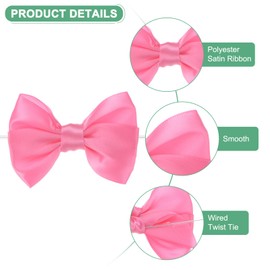 M METERXITY 12-Pack Satin Ribbon Twist Tie Bows, 3x3.6 Inch Bow Twist Ties, Satin Ribbon Bows for Craft DIY/Baked Goods/Hair Bow Sewing/Wedding/Birthday/Party [Pink]