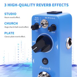 AITONE Reverb Pedal Digital Reverb Guitar Effect Pedal with 3 Modes True Bypass for Electric Guitar (AT-02)