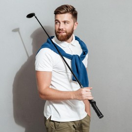 Varku 4 Pcs Golf Grip Trainer Right Hand, Rubber Golf Grip Training Aid for Men, Women Ergonomic Design with White Thread, Ideal for Improving Swing Techniques and Hand Position