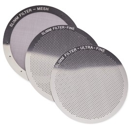 Reusable Filter Set by Slimm Filter - 3 Piece, Stainless Steel Metal - Mesh, Fine, Ultra-Fine Metal Filter For AeroPress Coffee and Espresso Maker - Brew Barista-Grade Coffee At Home