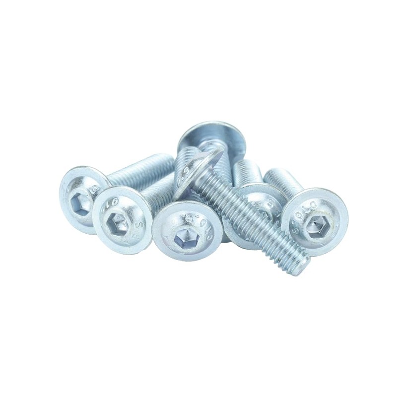 M6 x 20mm Socket Flanged Button Screws - Bright Zinc