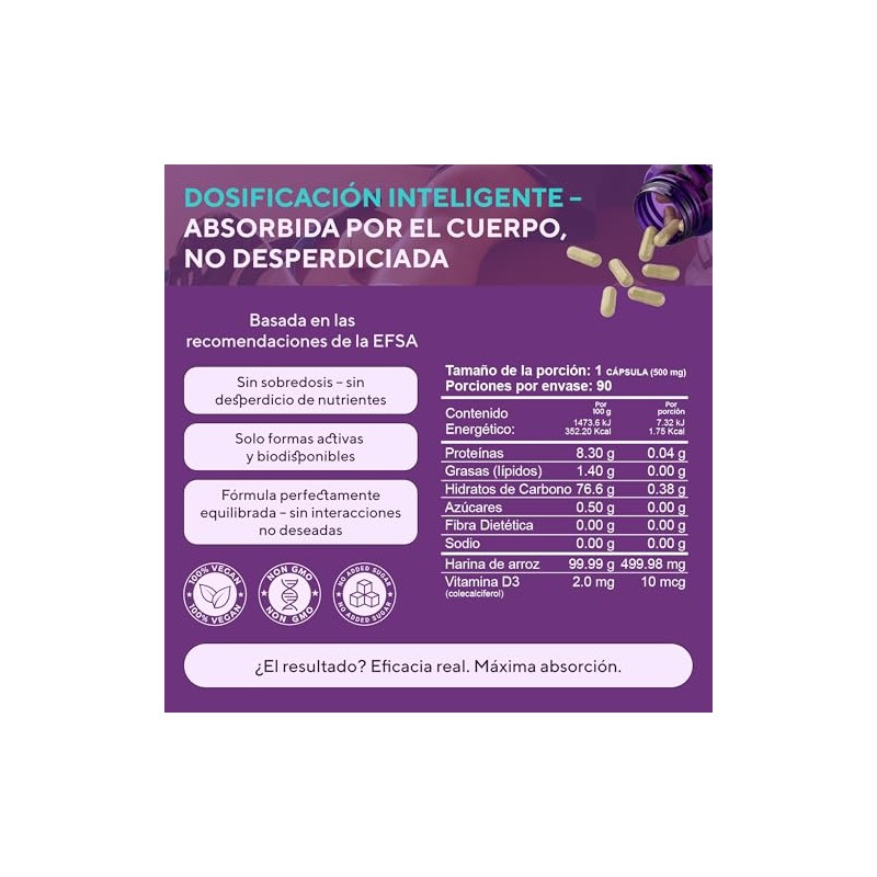 Vitamina 400 Harina Arroz Suplemento Vegano Huesos Músculos Dientes Inmunidad