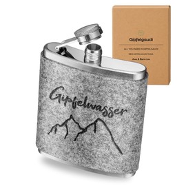 Gipfelgaudi Hip Flask with Felt Cover & Laser Engraving - 200 ml Stainless Steel Flask | Stylish companion for on the go & special moments