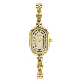 Luxury Oval Shaped Ladies Watch Slim Bracelet Fashion Quartz Watch for Women Elegant Dress Gold Wristwatch Creative Waterproof Women's Watches Ladies Gift (Gold)