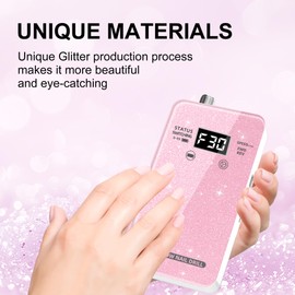 Professional Electric Nail Drill File:COSYGLOW Glitter Portable Cordless E-File Nail Drill Kit with 11 Drill Bits,30000 RPM Rechargeable Nail Drills Machine for Acrylic Nails Gel Polishing (Pink)
