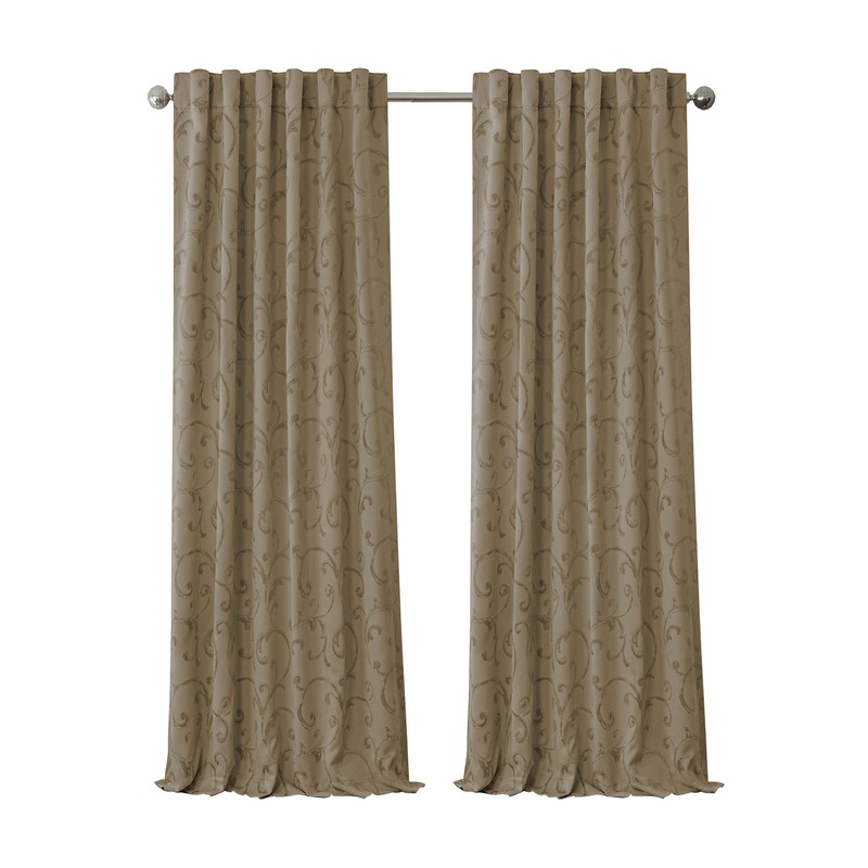 Elrene Home Fashions Mia Jacquard Scroll Blackout Window Curtain, 52"