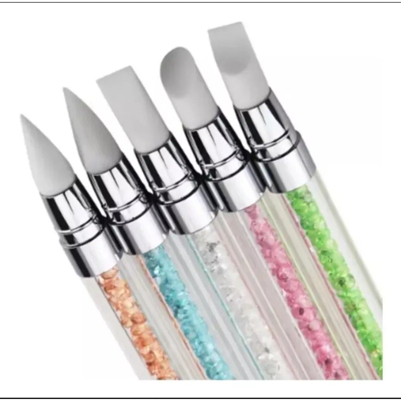 A&R Kit De 5 Pinceles Doble Punta Silicon Para Uñas