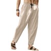 Gafeng Mens Linen Harem Pants Casual Loose Fit Beach Drawstring