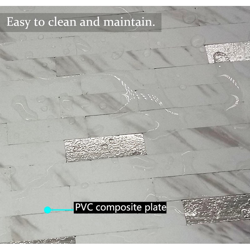 YMMXGE 10-Sheet Peel and Stick Backsplash Stone Marble Tiles, PVC
