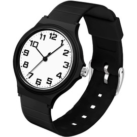 SOCICO Kids Analog Watch Boys Watch, 30M Waterproof Sports Watch for Teen for Ages 8-16, Easy to Read Children's Watch Kids Great Birthday Gifts Christmas Day（Black White）