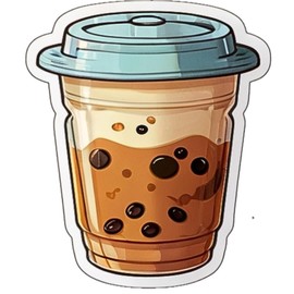 T& Sticker 3 Pcs Milk Tea Stickers 3in, Gifts for Water Bottles,Milk Tea Vinyls Stickers Decal Waterproof Bottles, Sticker for Kids Teen Laptop, Luggage Skateboard Water Bottle,Phone.(Milk Tea 2)