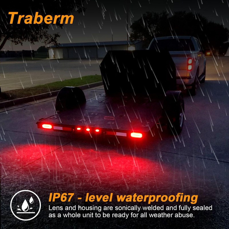 Traberm 6Pcs 6" Inch Oval Led Trailer Tail Lights Red