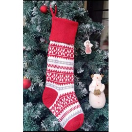 Unbranded 27" Large New Natural Fair Isle Knit Snowflakes Christmas Stocking,Red,K
