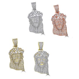 HarlemBling Solid 925 Sterling Silver Iced Out Jesus Piece Pendant - Men's - Comes W. 2mm Italy Rope Chain! Icy Baguette CZ Medium Size 1" (20, Natural Silver)