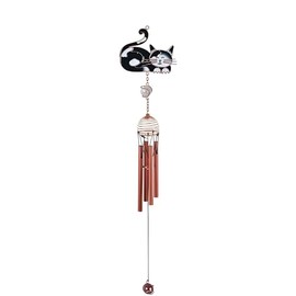 ICE ARMOR 22" Long Black and White Cat Tuxedo Kitty Copper and Gem Wind Chime Statue Sculpture Ornament Decoration Garden Decor Ideas for Housewarming, Holidays and Birthdays